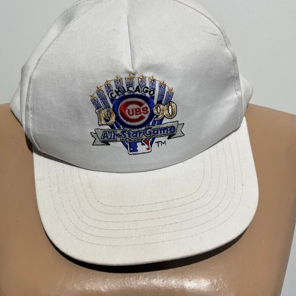 Vintage 1990 MLB All-Star Game Chicago Cubs Snapback Hat White‎ True Value Logo